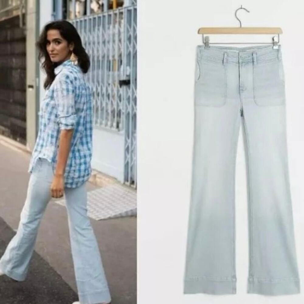 Pilcro By Anthropologie High Rise Trouser Bootcut Denim Jeans Light Blue Wash 28 - Picture 9 of 9